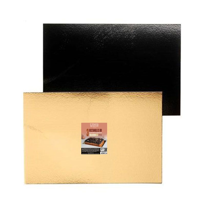 Gold / Schwarz Tortenplatte  60 x 40 cm (3 Stück) – Stabile & Elegante Tortenunterlagen