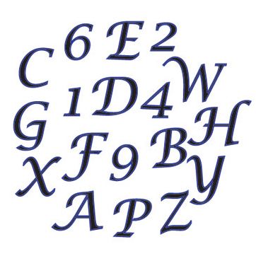 Großbuchstaben und Zahlen aus FMM Tappits Upper Case Script Italic