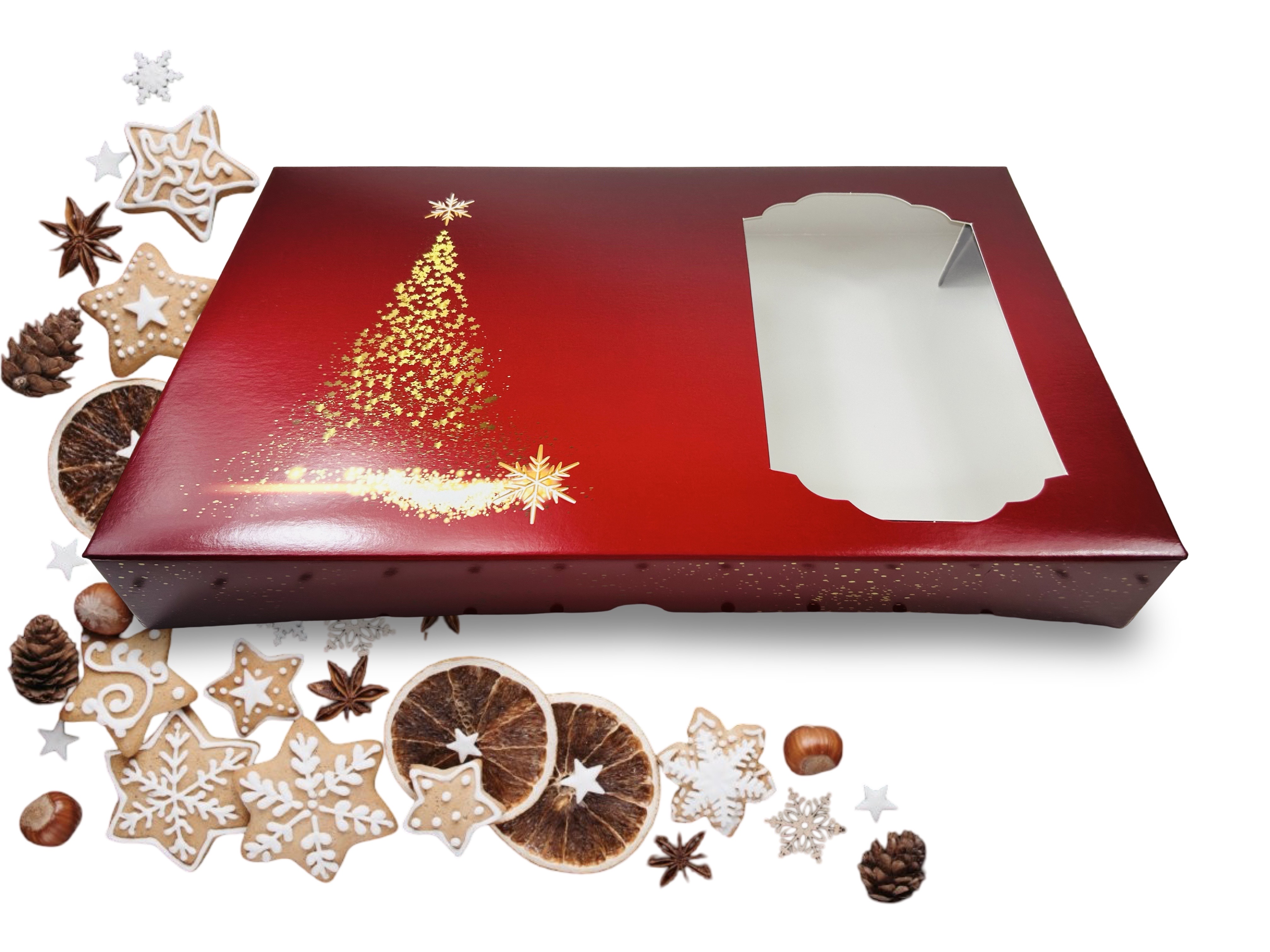 Keksschachtel Weihnachten Jumbo - Weihnachtsmotiv Baum 36 x 22 x 5 cm 