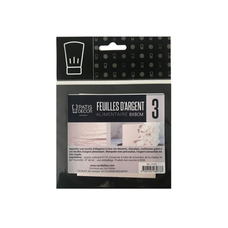 Essbares Silberblatt (3 Blatt) – Edle Dekoration für Süßes & Herzhaftes