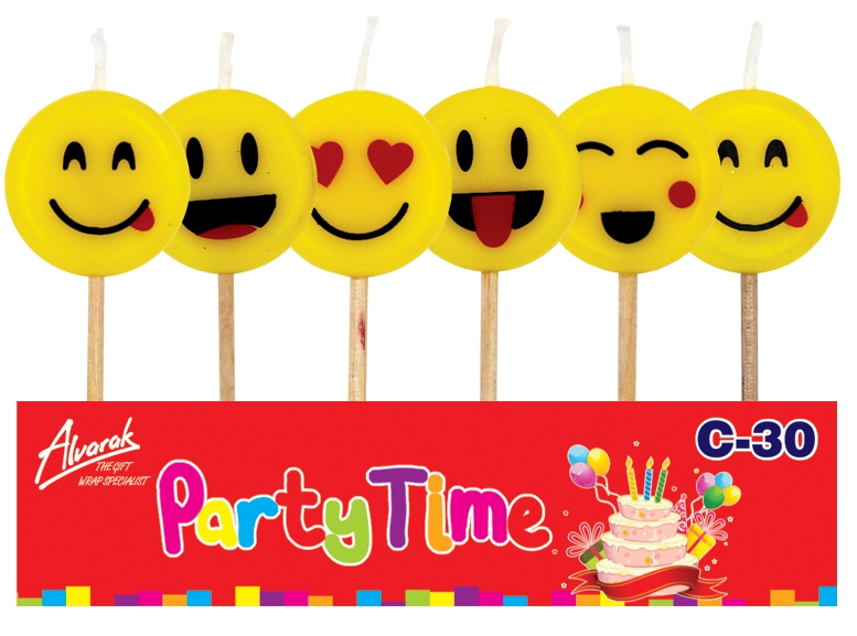Party Smily Kerzen 6 Stück