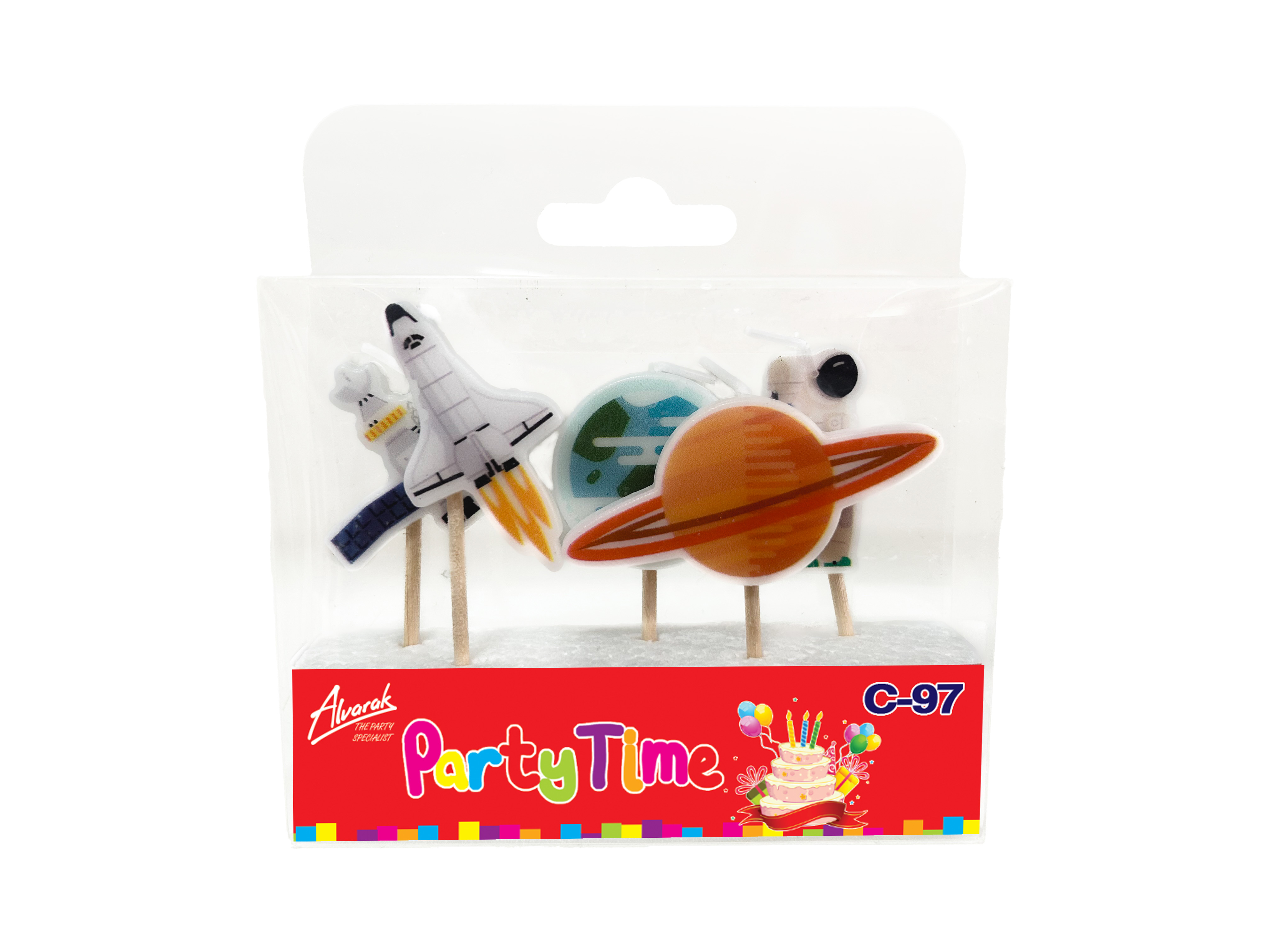 Geburtstagskerzen im Weltraum-Design 