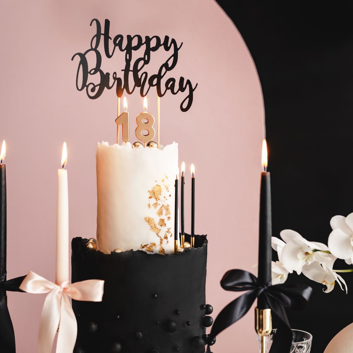 Geburtstagskerzen schwarz / gold