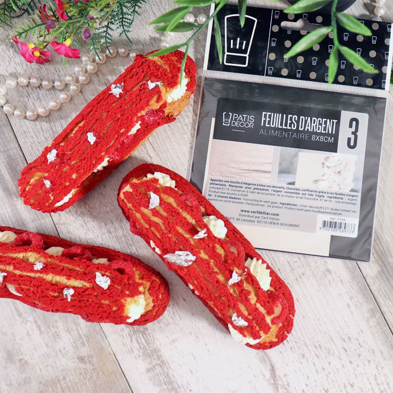 Essbares Silberblatt (3 Blatt) – Edle Dekoration für Süßes & Herzhaftes
