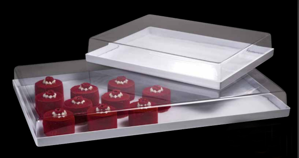 Tablett inkl. transparenten Abdeckhaube für Dessertformen