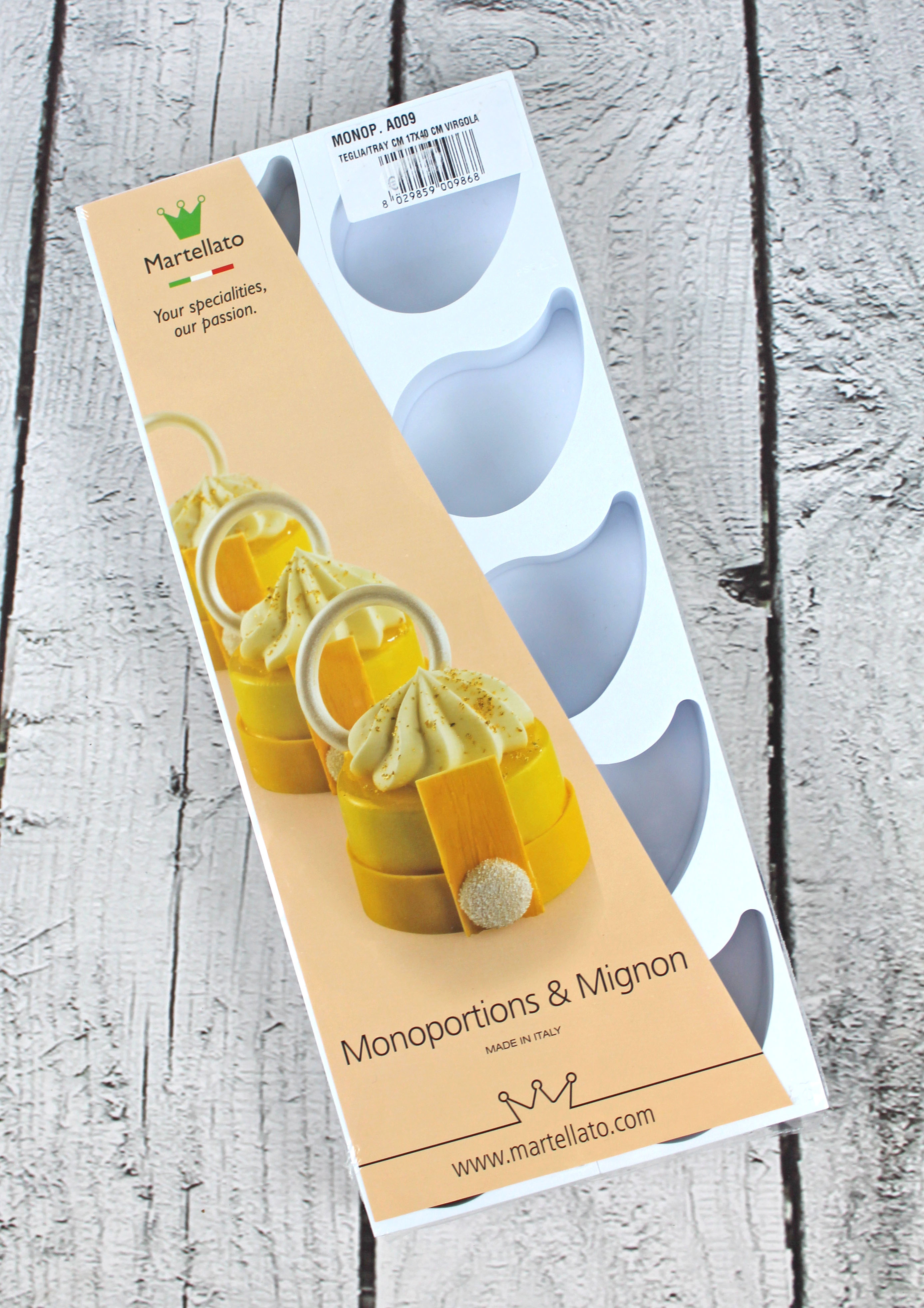 Dessertform Set Petit Fours Flamme groß – Dekorbiskuit Formen von Martellato