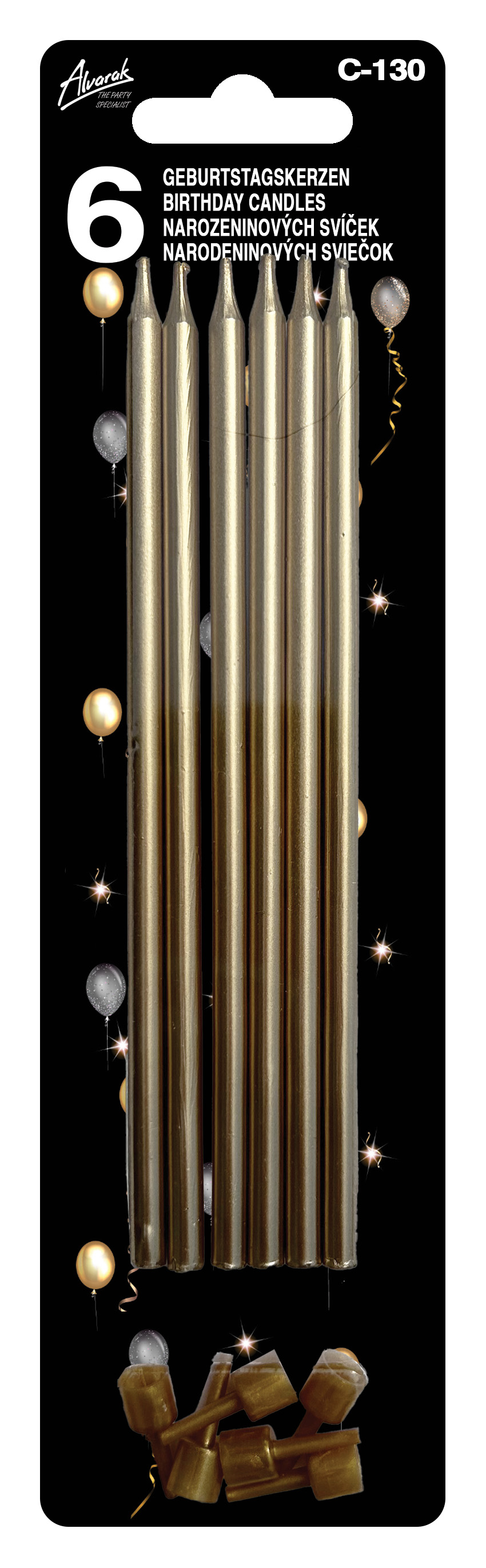 Extra Hohe Geburtstagskerzen mit Halterung gold