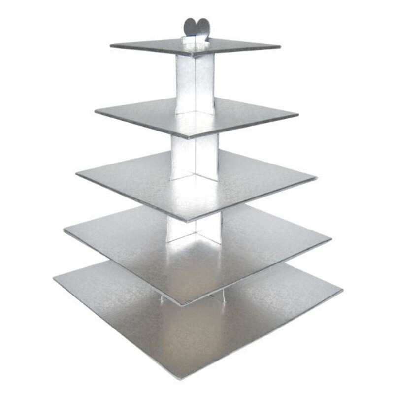  Große Quadratische Silberne Cupcake-Etagere (56 cm)