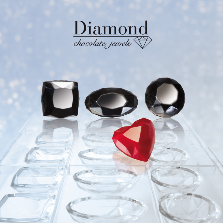 Pralinenform Diamant Jems Diamond von Martellato – Schokoladenform für 18 Pralinen