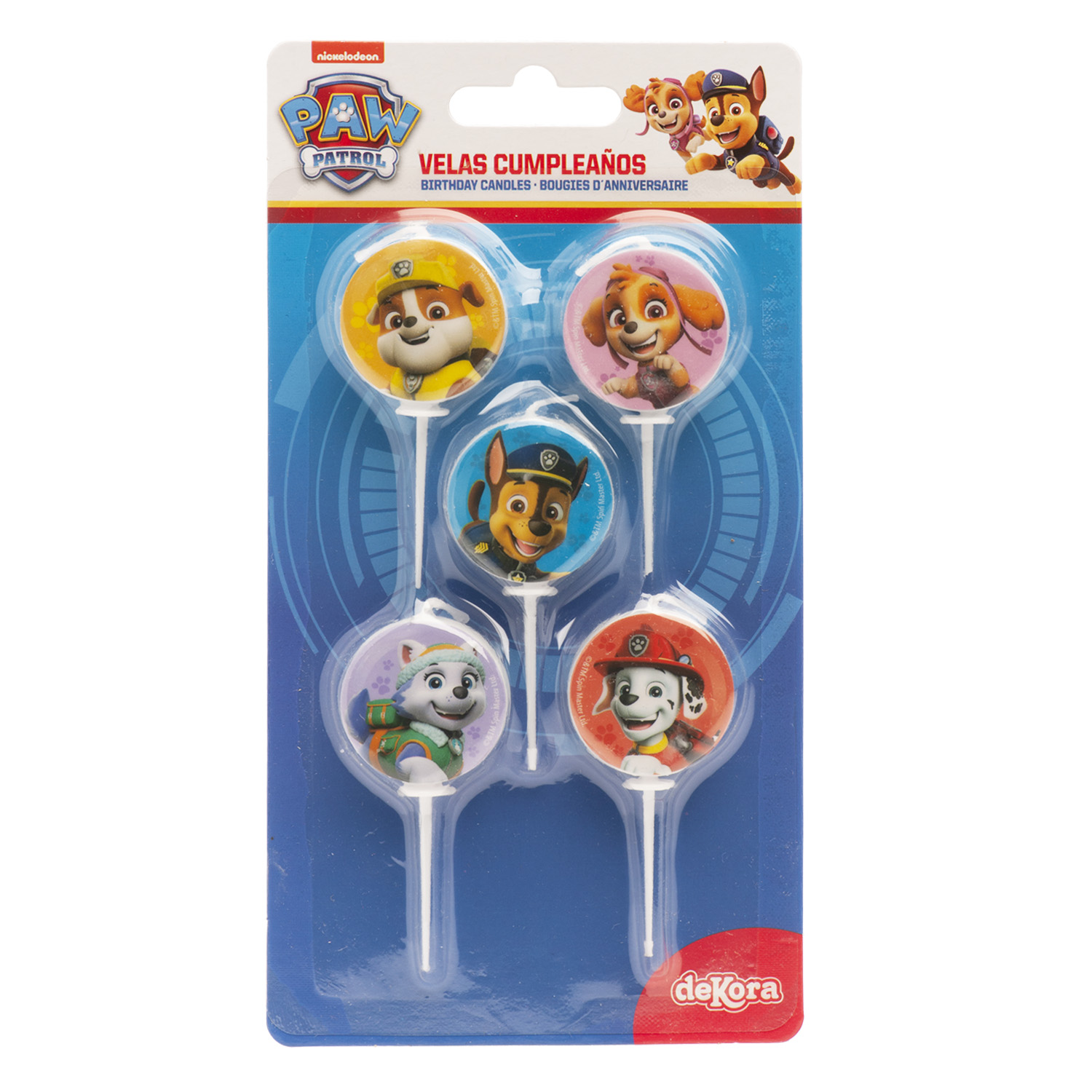 Paw Patrol Kerzen Set – 5 Stück (Ø 3 cm) | Tortenkerzen für Paw-Patrol Geburtstag