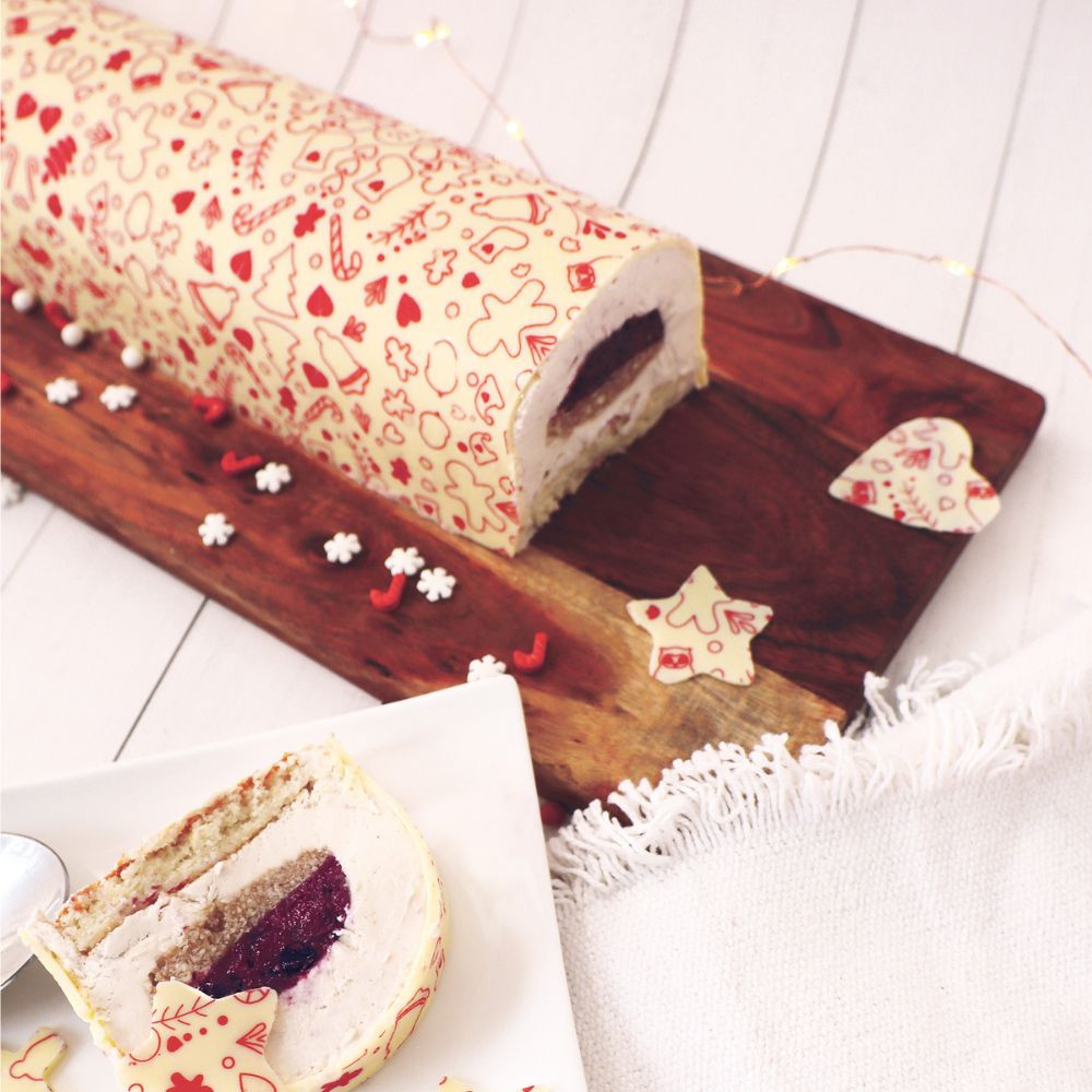 2 Transferfolien für Bûche – Motiv Weihnachten