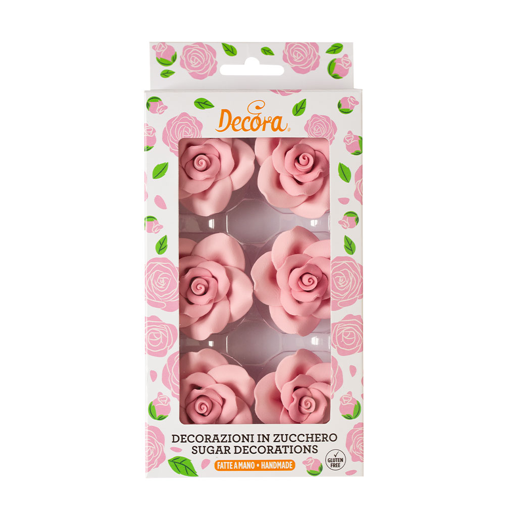 Zuckerrosen Rosa – Große Handgefertigte Zuckerdekorationen